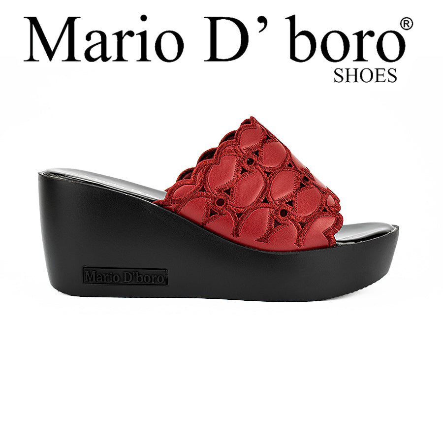 Mario D' Boro Women's Wedge Sandals Lw 23545 Black/Maroon