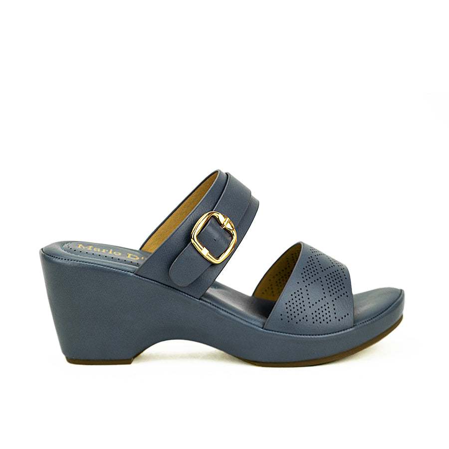 Mario D' Boro Women's Wedge Sandals Lv 22336 Beige/Blue