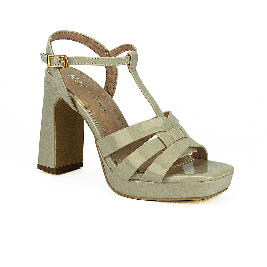 Mario D' Boro Women's Heeled Sandals Lw 24682 Bone/Dark Gray C31