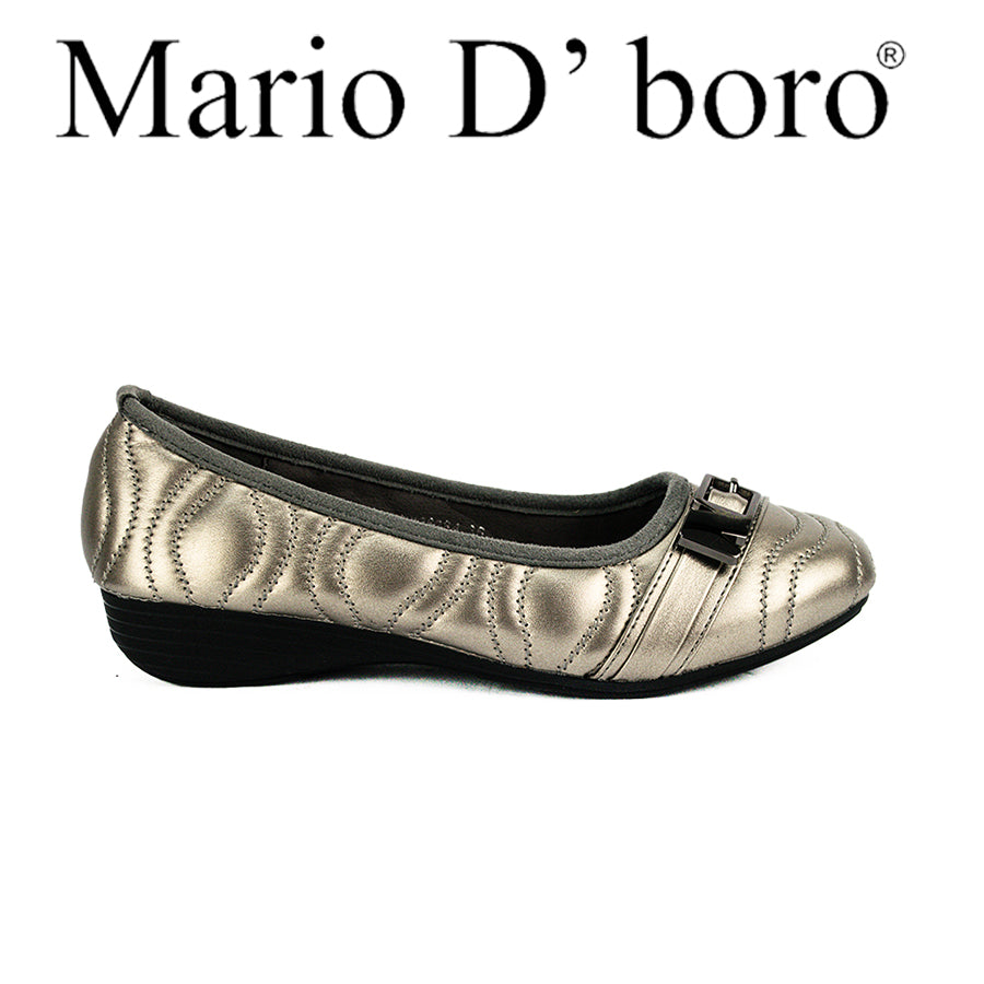 Mario D' Boro Women's Ballet Flats LX 26284 Black and Gun Metal C49