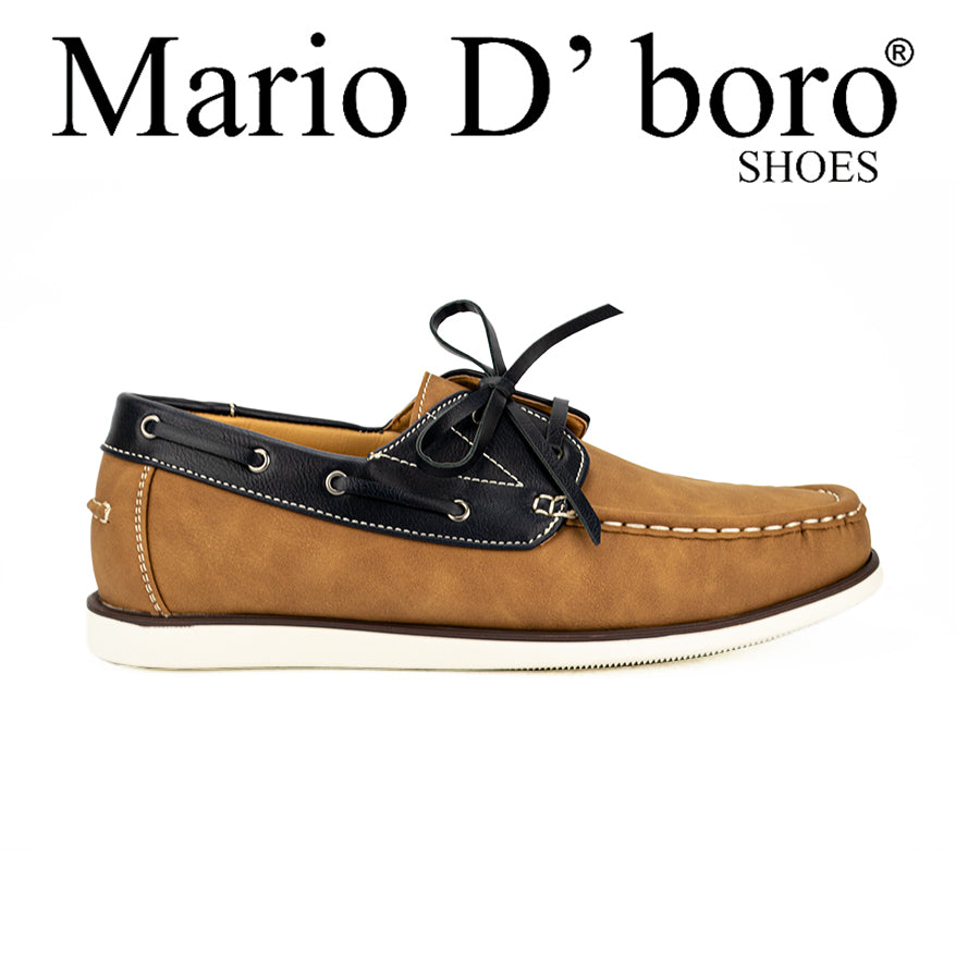 Mario D' Boro Men's Casual Boat Shoes Mw 22771 Black/Dark Beige