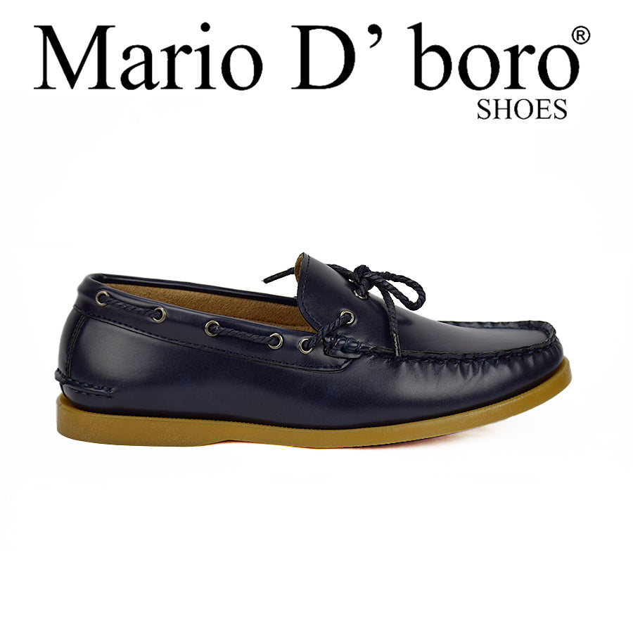 Mario D' Boro Men's Casual Boat Shoes Mw 22339 Dark Brown/Navy Blue