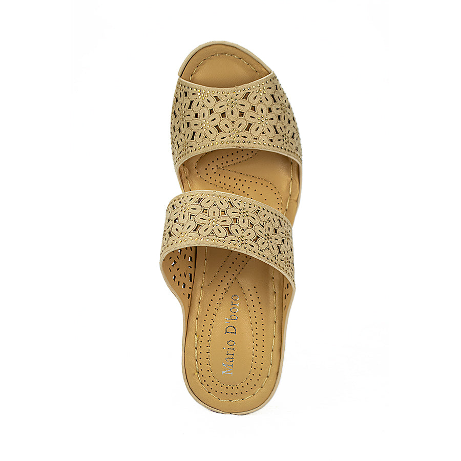 Mario D' Boro Women's Wedge Sandals Lw 22829 Beige/Black