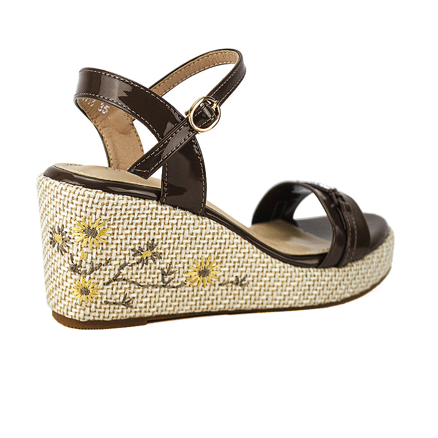 Mario D' Boro Women's Wedge Sandals Lw 26058 Beige/Coffee C46