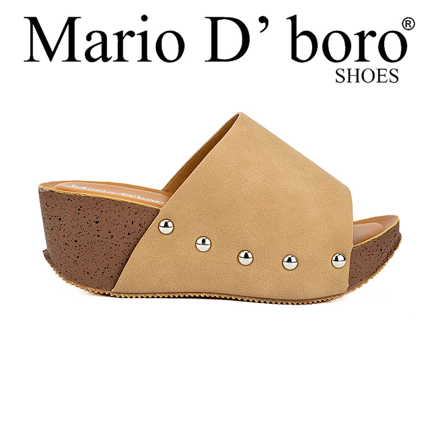 Mario D' Boro Women's Wedge Sandals Lw 23686 Beige/Black