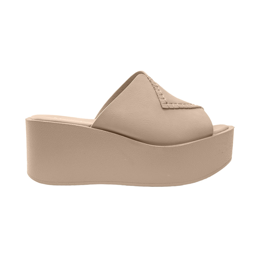 Women's Wedge Sandals LX 28031 Taupe/Dark Brown C71