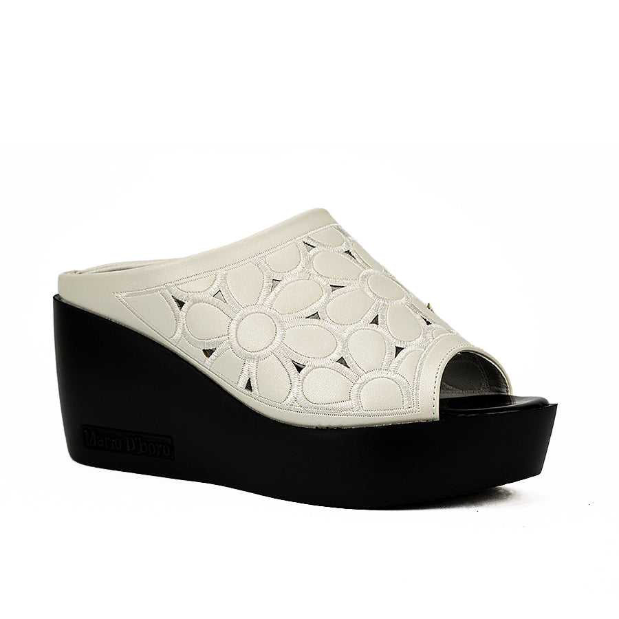 Mario D' Boro Women's Wedge Sandals Lw 23546 Black/White/Dark Brown C40