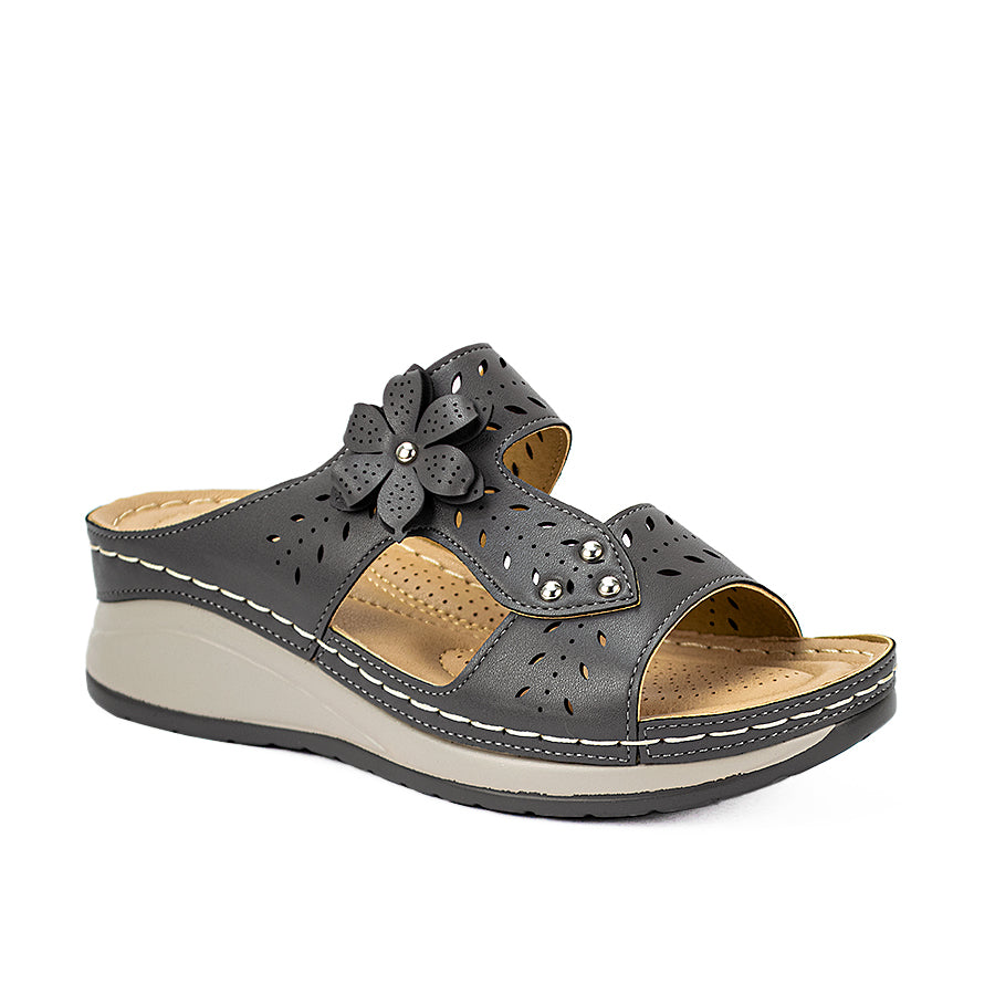 Mario D' Boro Women's Wedge Sandals LW 22483 Beige/Dark Gray
