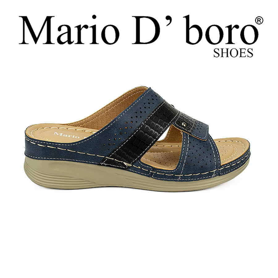 Mario D' Boro Women's Sandals Lv 007 Navy Blue/Tan
