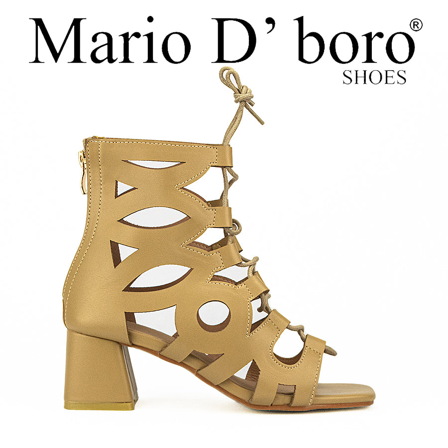 Mario D' Boro Women's Heeled Sandals LW 26092 Beige/Black C44