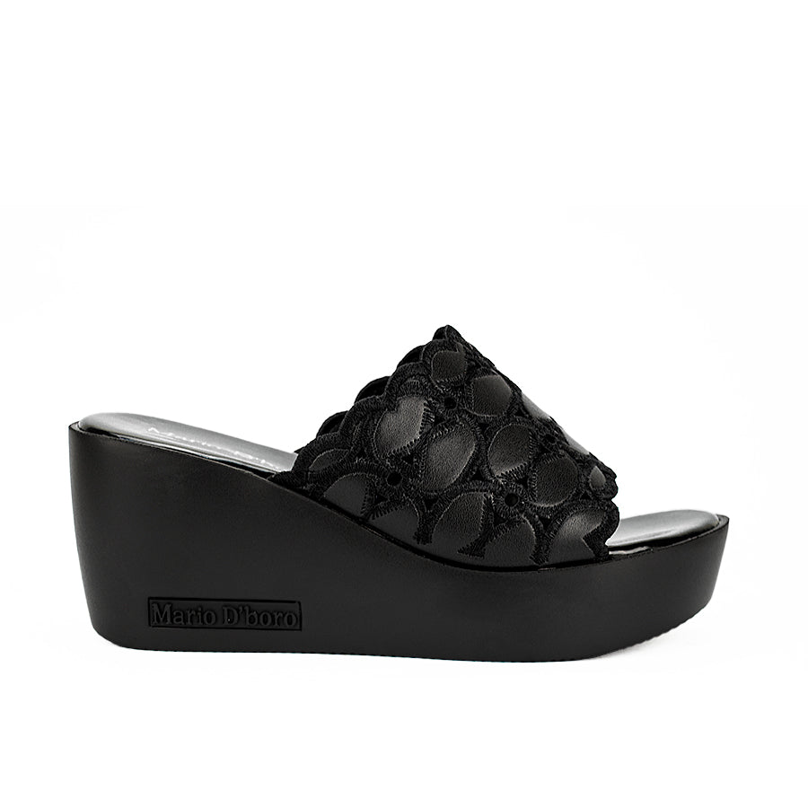 Mario D' Boro Women's Wedge Sandals Lw 23545 Black/Maroon