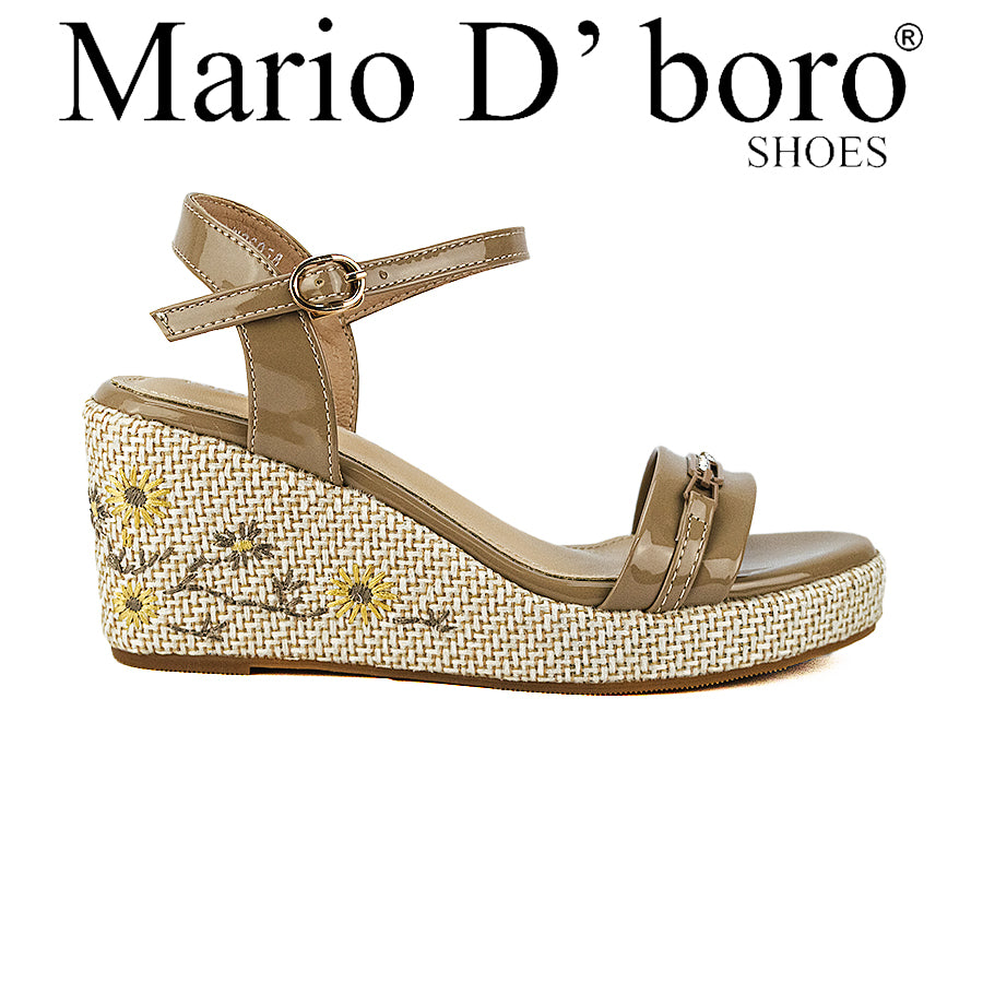 Mario D' Boro Women's Wedge Sandals Lw 26058 Beige/Coffee C46