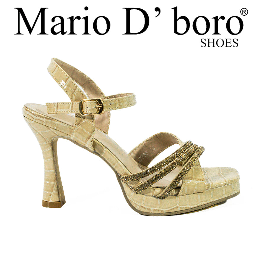 Mario D' Boro Women's Heeled sandals LX 27735 Beige/Light Gray C61
