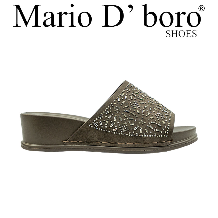 Mario D' Boro Women's Flat Sandals LY 28313 Black/Dark Brown C70