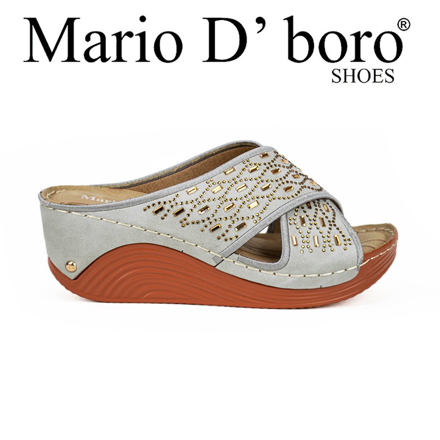 Mario D' Boro Women's Sandals Lv 22413 Light Gray/Taupe