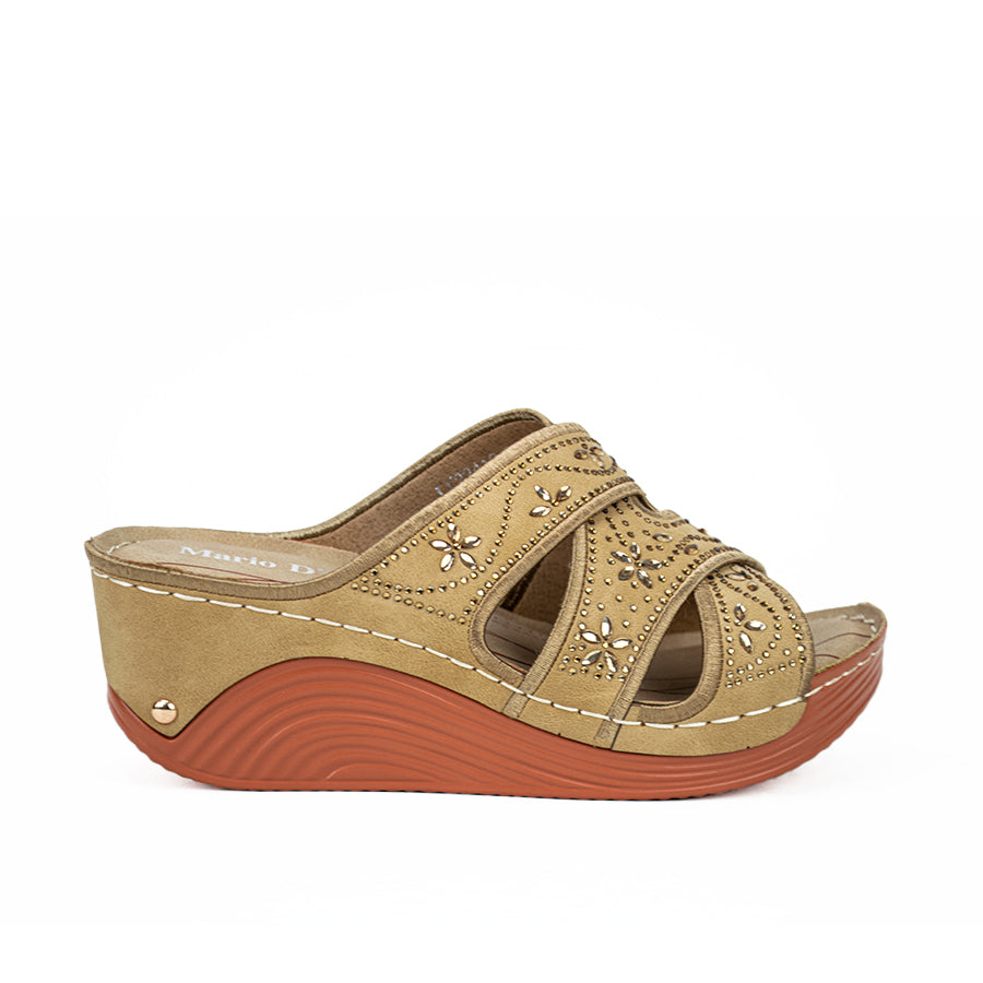 Mario D' Boro Women's Sandals Lv 22412 Beige/Black/Navy Blue C51