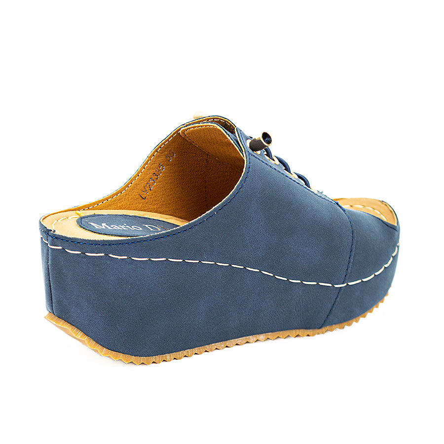 Mario D' Boro Women's Wedge Sandals Lw 23385 Gray/Navy Blue