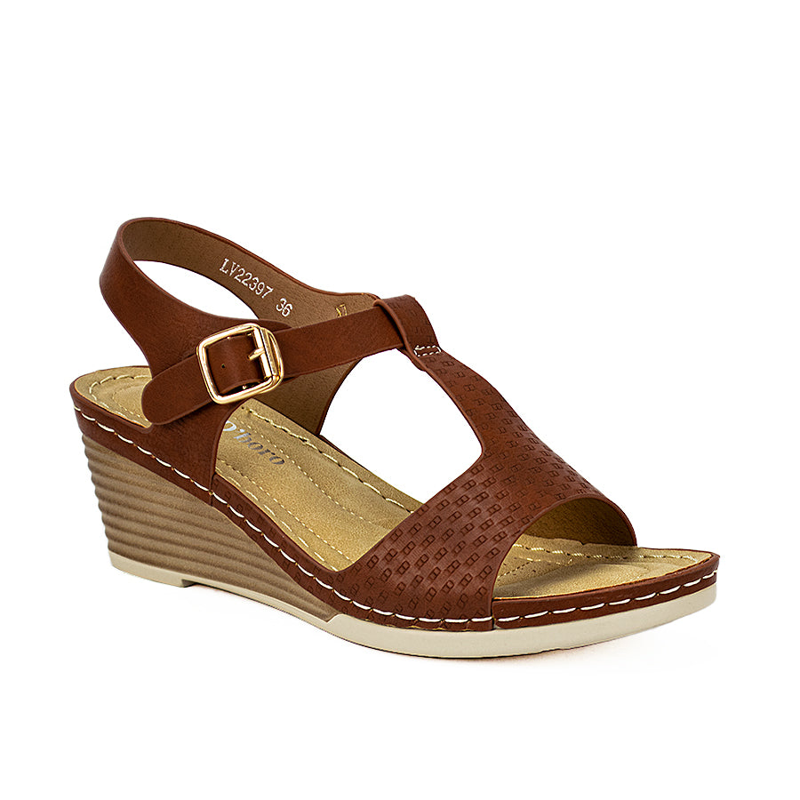 Mario D' Boro Women's Wedge Sandals LW 22397 Black/Dark Brown