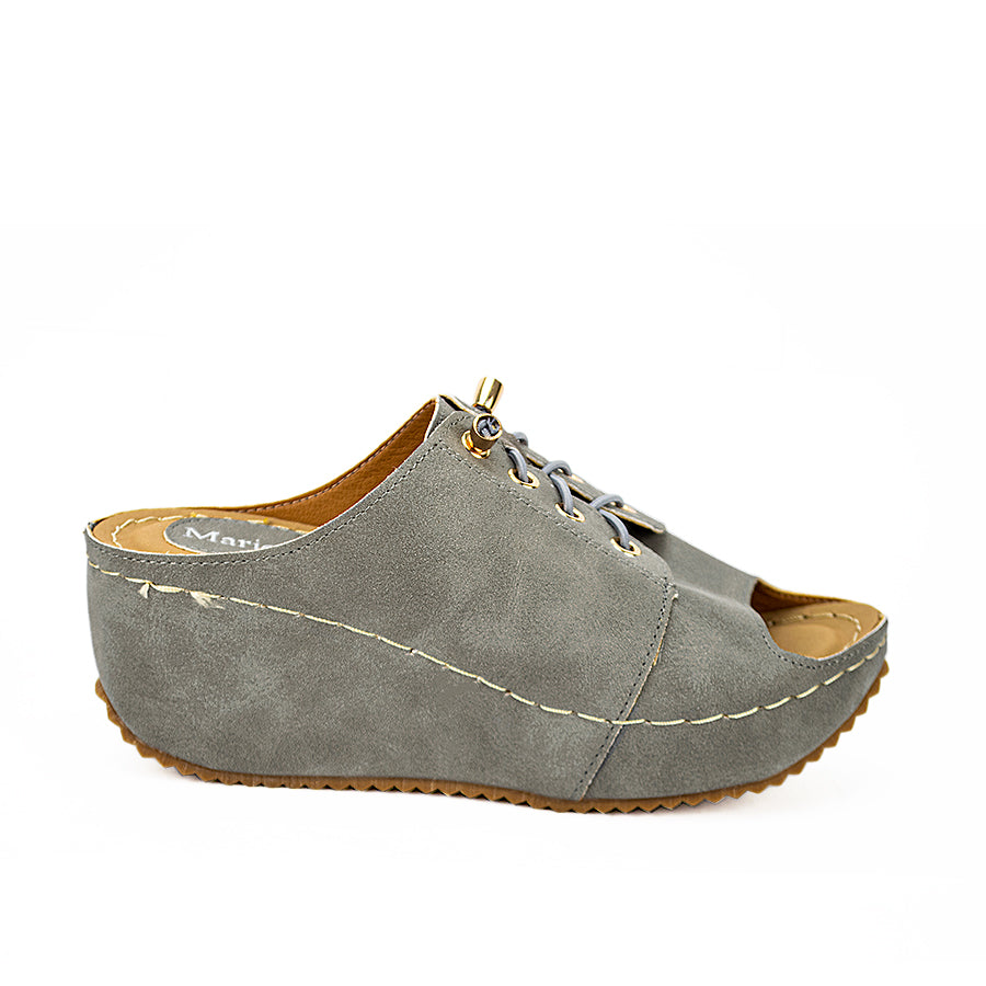 Mario D' Boro Women's Wedge Sandals Lw 23385 Gray/Navy Blue