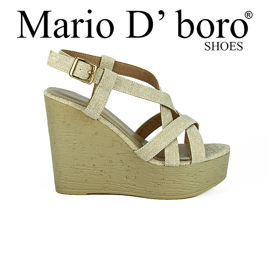 Mario D' Boro Women's Wedge Sandals Lw 25027 Beige/Brown C31