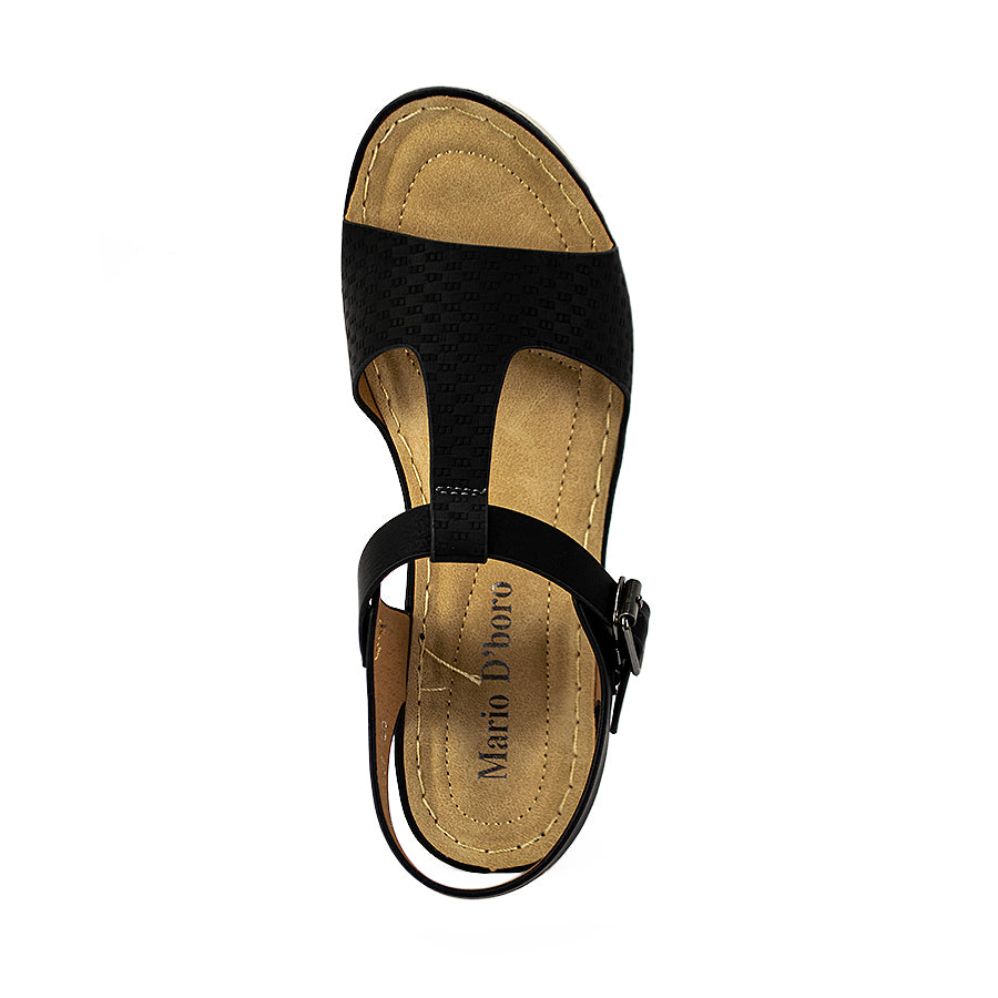Mario D' Boro Women's Wedge Sandals LW 22397 Black/Dark Brown