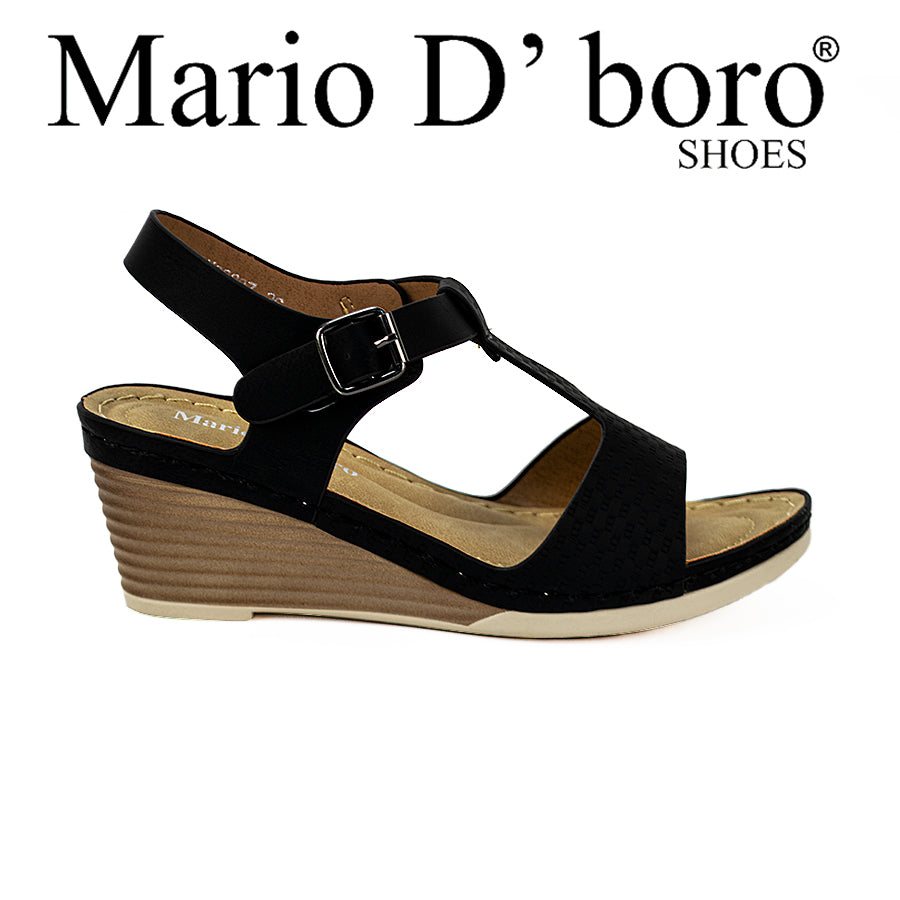 Mario D' Boro Women's Wedge Sandals LW 22397 Black/Dark Brown