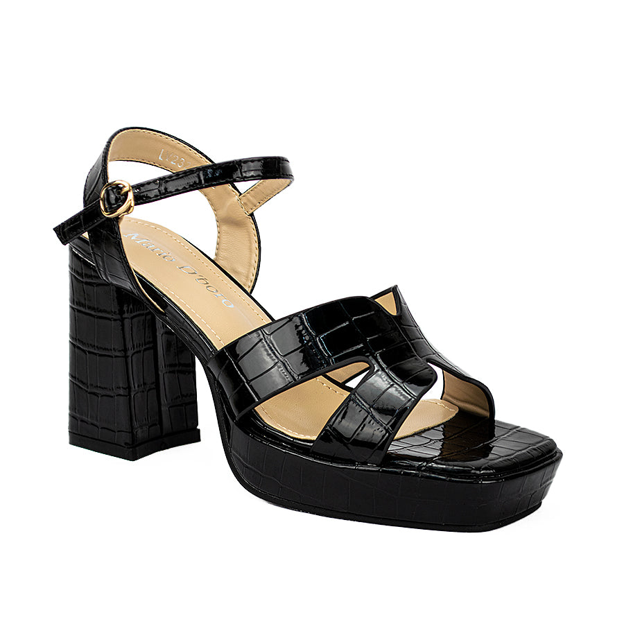 Mario D' Boro Women's Heeled Sandals Lw 23287 Black/Maroon