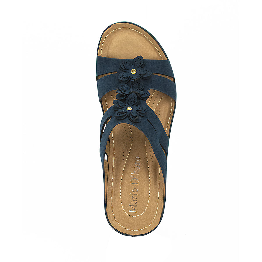 Mario D' Boro Women's Wedge Sandals Lw 25586 Navy Blue/Tan C41