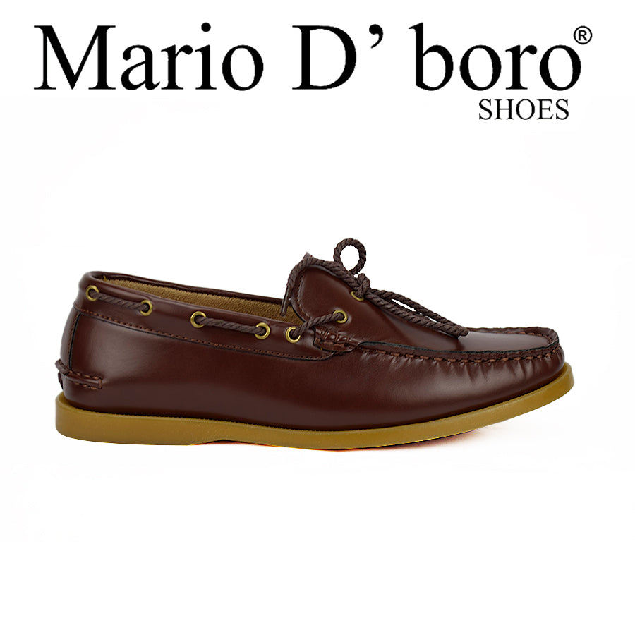 Mario D' Boro Men's Casual Boat Shoes Mw 22339 Dark Brown/Navy Blue