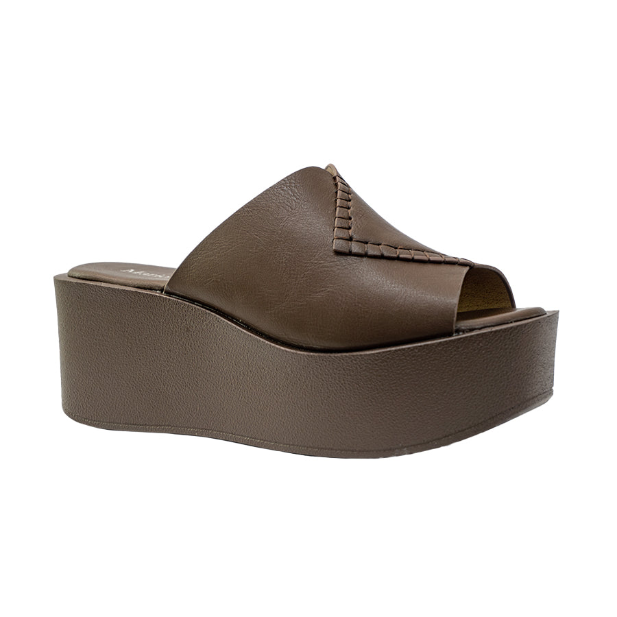 Women's Wedge Sandals LX 28031 Taupe/Dark Brown C71