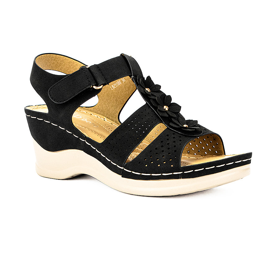 Mario D' Boro Women's Wedge Sandals Lw 25588 Beige/Black