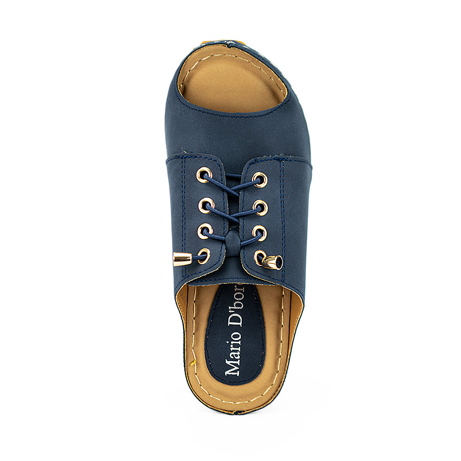 Mario D' Boro Women's Wedge Sandals Lw 23385 Gray/Navy Blue