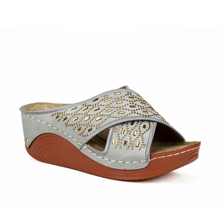 Mario D' Boro Women's Sandals Lv 22413 Light Gray/Taupe