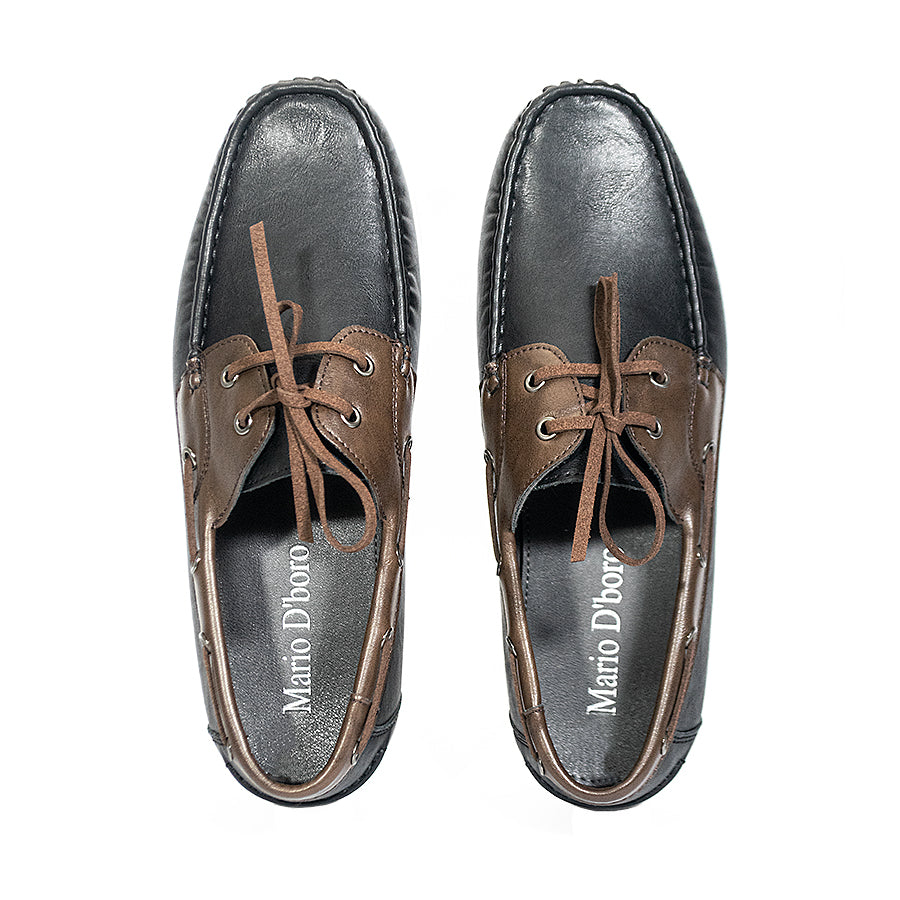 Mario D' Boro Men's Casual Boat Shoes MY 25866 All Black/Black Brown/VDark Brown C64