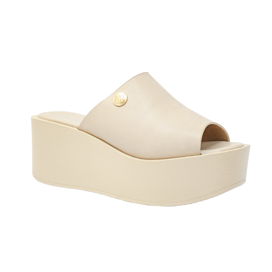 Women's Wedge Sandals LY 28026 Beige/Black C71