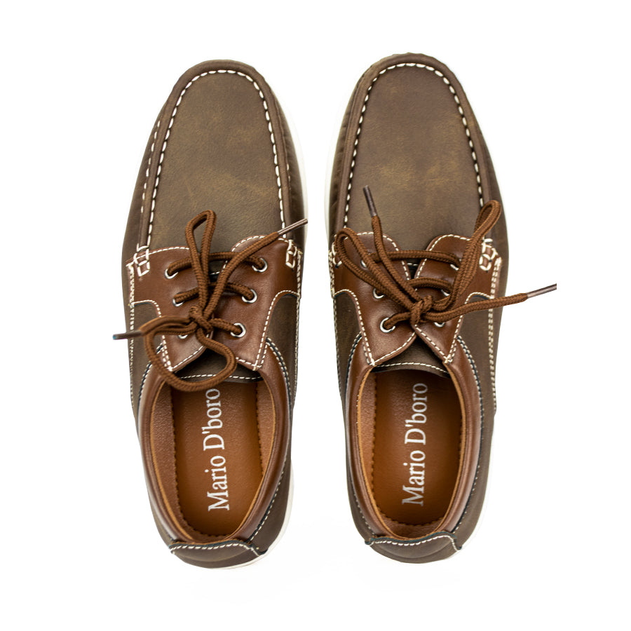 Mario D' Boro Men's Casual Boat Shoes Mw 22773 Dark Brown