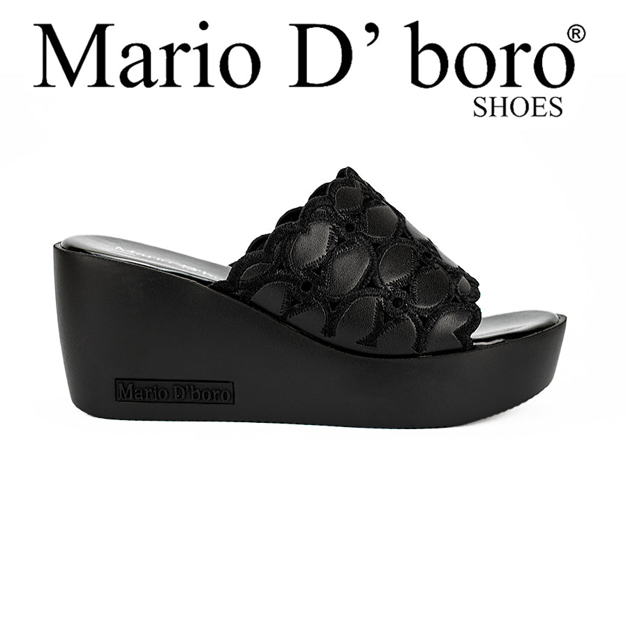 Mario D' Boro Women's Wedge Sandals Lw 23545 Black/Maroon