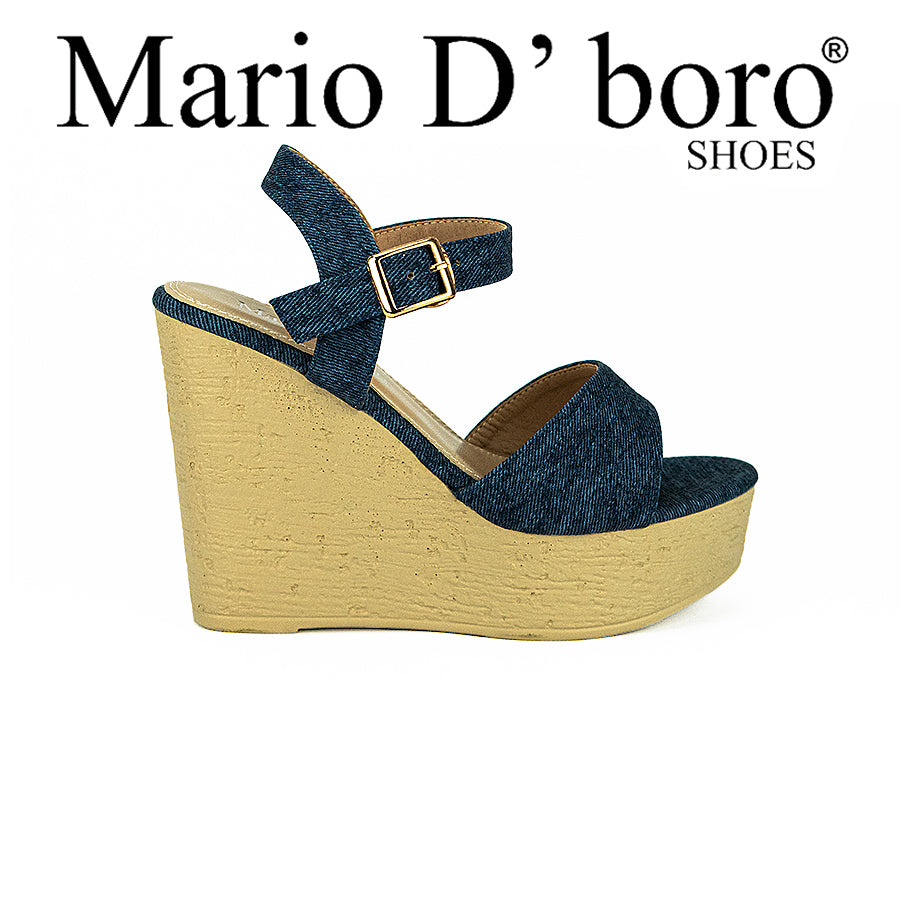 Mario D' Boro Women's Wedge Sandals Lw 25031 Black/Blue C31