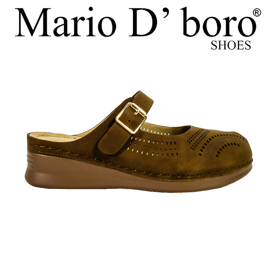 Mario D' Boro Women's Mules LX 27190 Dark Beige/Dark Brown C58
