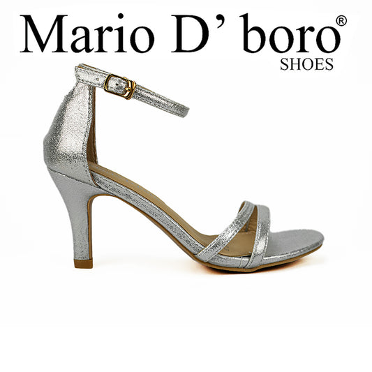 Mario D' Boro Women's Heeled Sandals Lv 22768 Pewter/Silver
