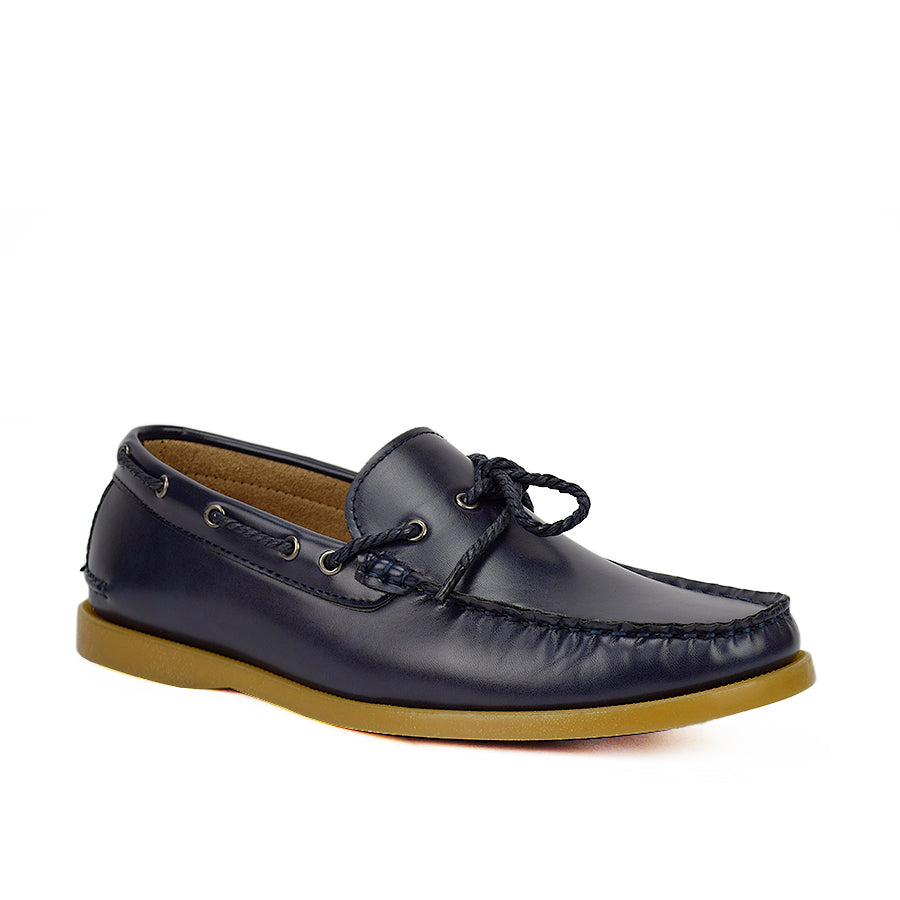 Mario D' Boro Men's Casual Boat Shoes Mw 22339 Dark Brown/Navy Blue