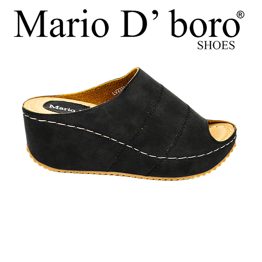 Mario D' Boro Women's Wedge Sandals Lw 23384 Black/Brown
