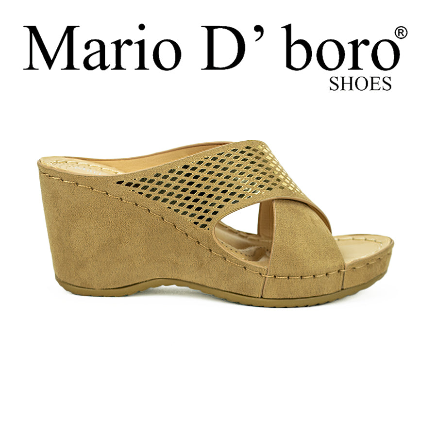 Mario D' Boro Women's Wedge Sandals Lv 22313 Beige/Light Gray
