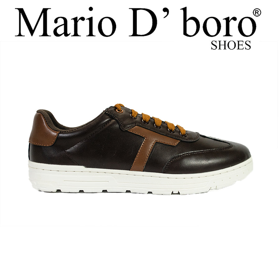 Mario D' Boro Men's Casual Sneakers MX 25405 Dark Brown/White C59