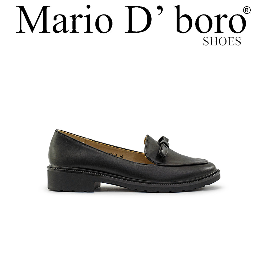 Mario D' boro Women's LZ 30128 C94 Black School Shoes with bow detail, low block heel