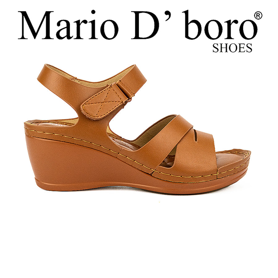 Mario D' Boro Women's Wedge Sandals LW 25699 Brown/Bone  C44