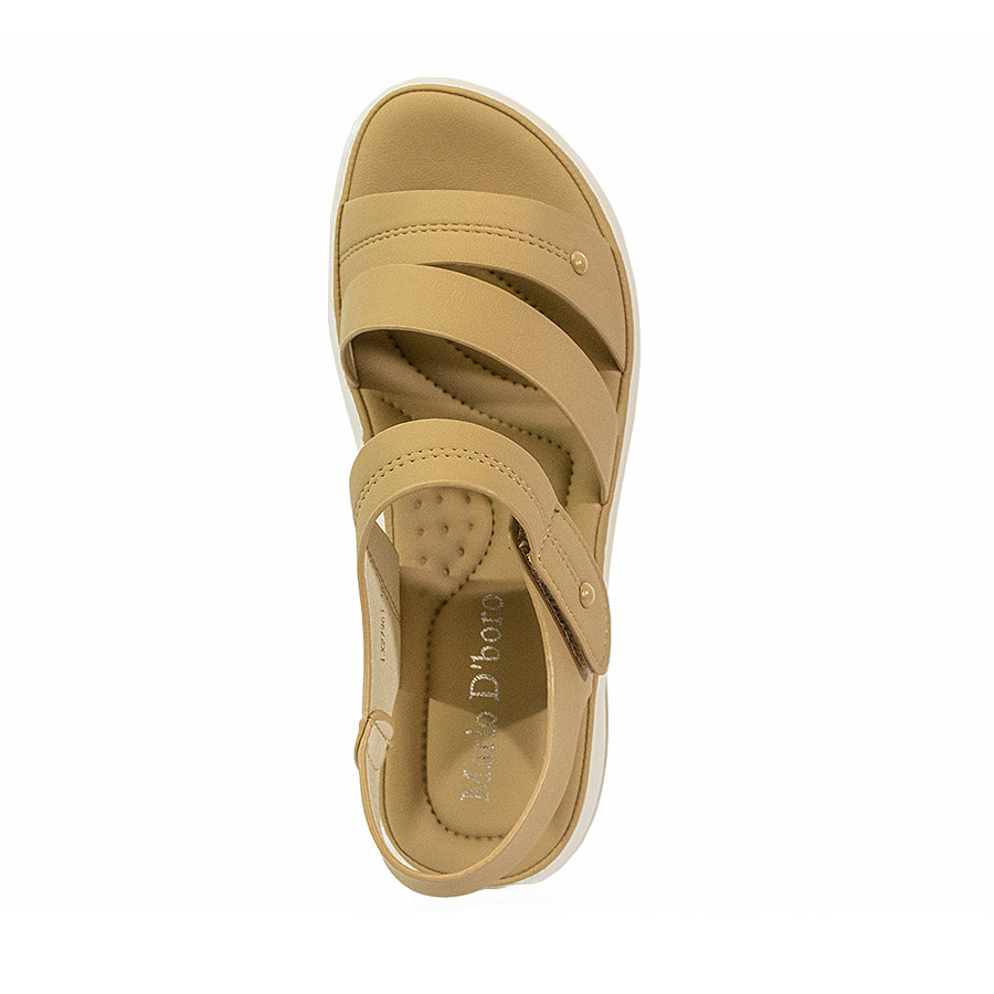 Mario D' boro Women's Flat Sandals LX 27961 Beige / Black