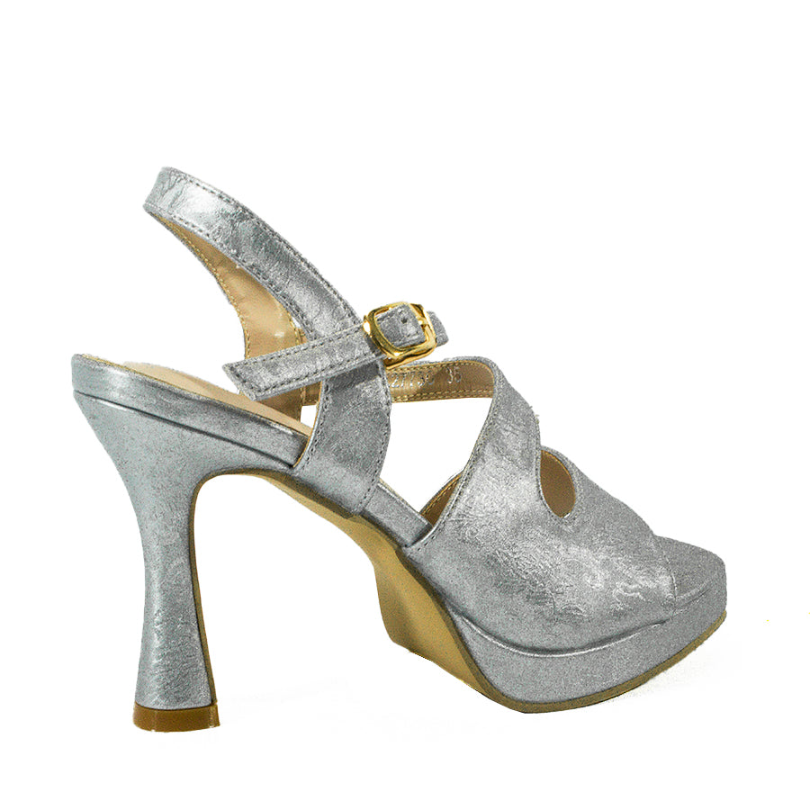 Mario D' Boro Women's Heeled Sandals LX 27730 Beige/Silver C61