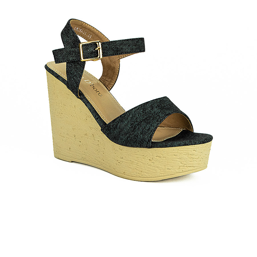 Mario D' Boro Women's Wedge Sandals Lw 25031 Black/Blue C31