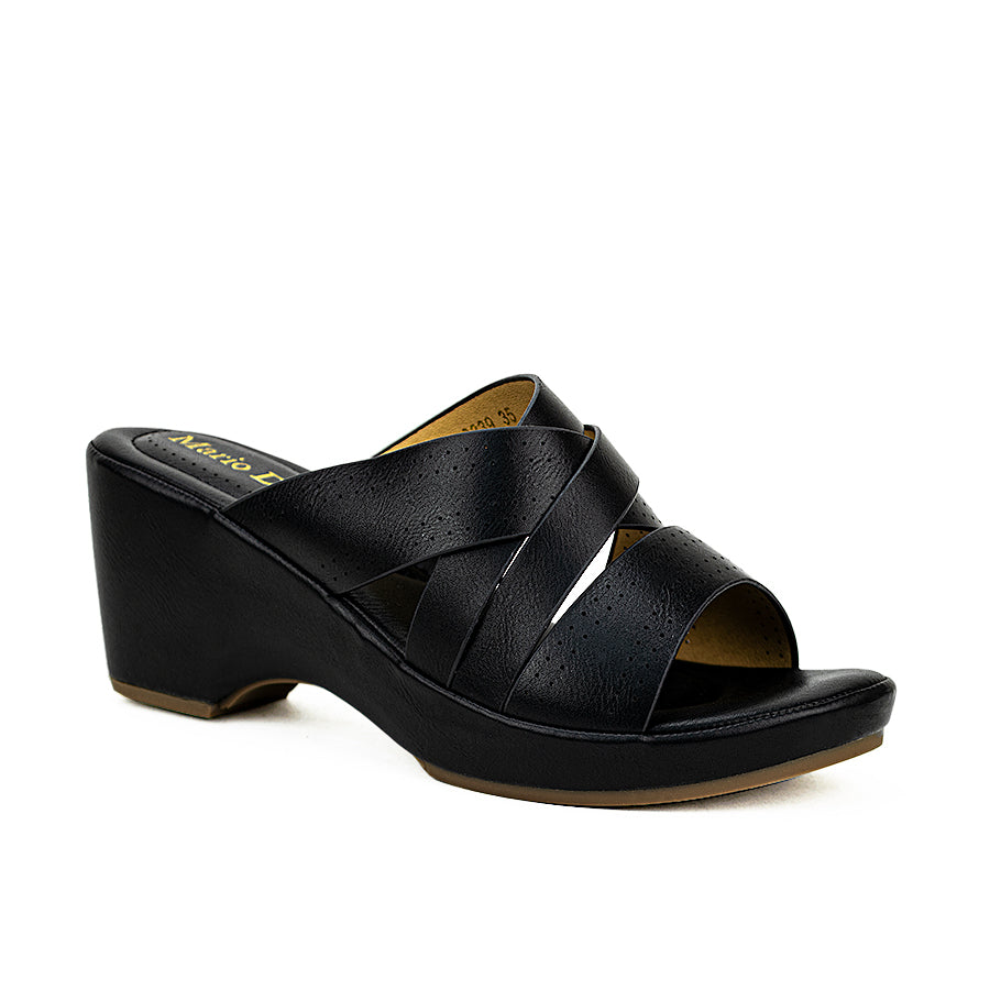 Mario D' Boro Women's Wedge Sandals Lv 22339 Black/Off-White